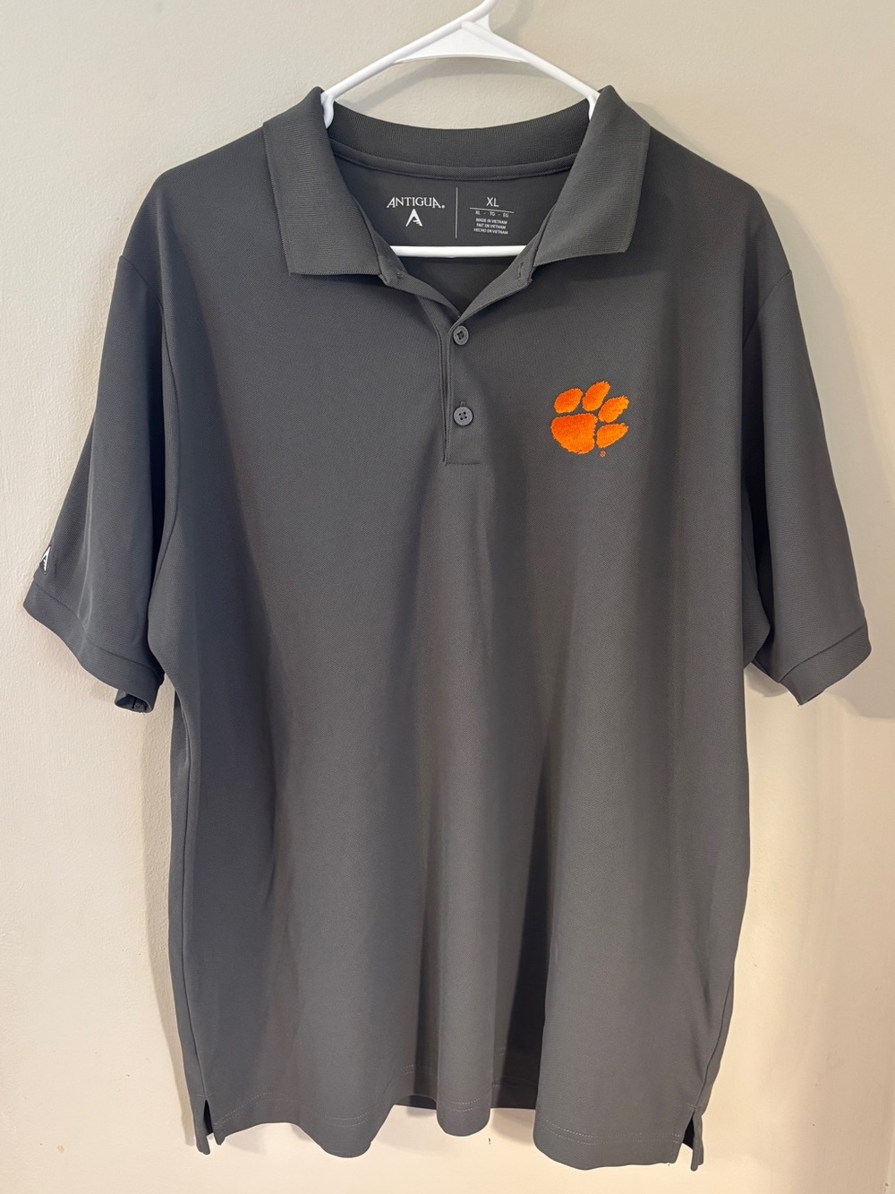 Antigua Clemson Tigers Polo Shirt Men’s XL Orange Paw Gray Performance Game Day